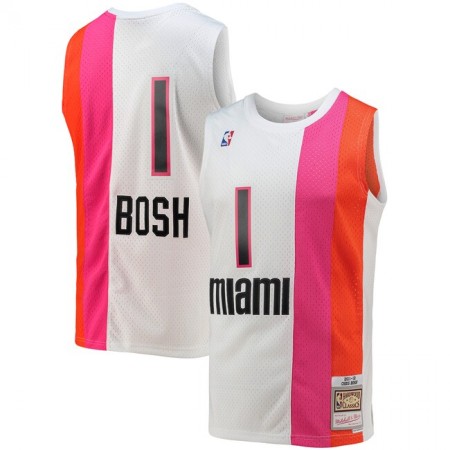 Maglia NBA Miami Heat Chris Bosh 1 Mitchell Ness 2011-2012 Hardwood Classics Swingman - Uomo